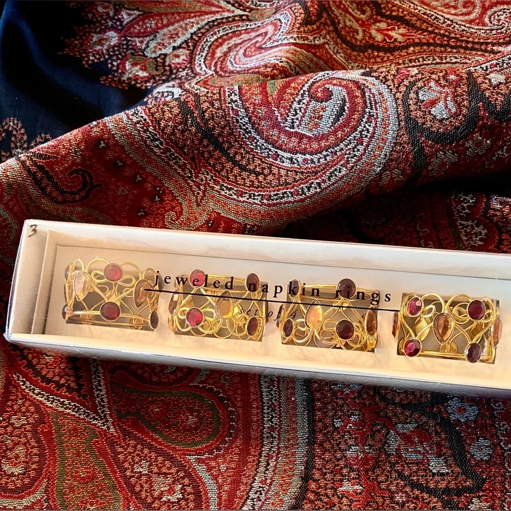 Pier 1 Imports Jeweled Napkin Rings Set NIB